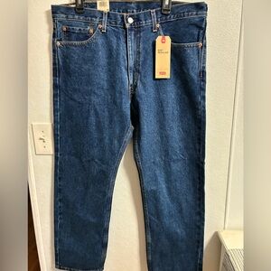 NWT Levis 505 Regular Mens 38 x 29 Denim Stretch Jeans Dark Wash Mid Rise